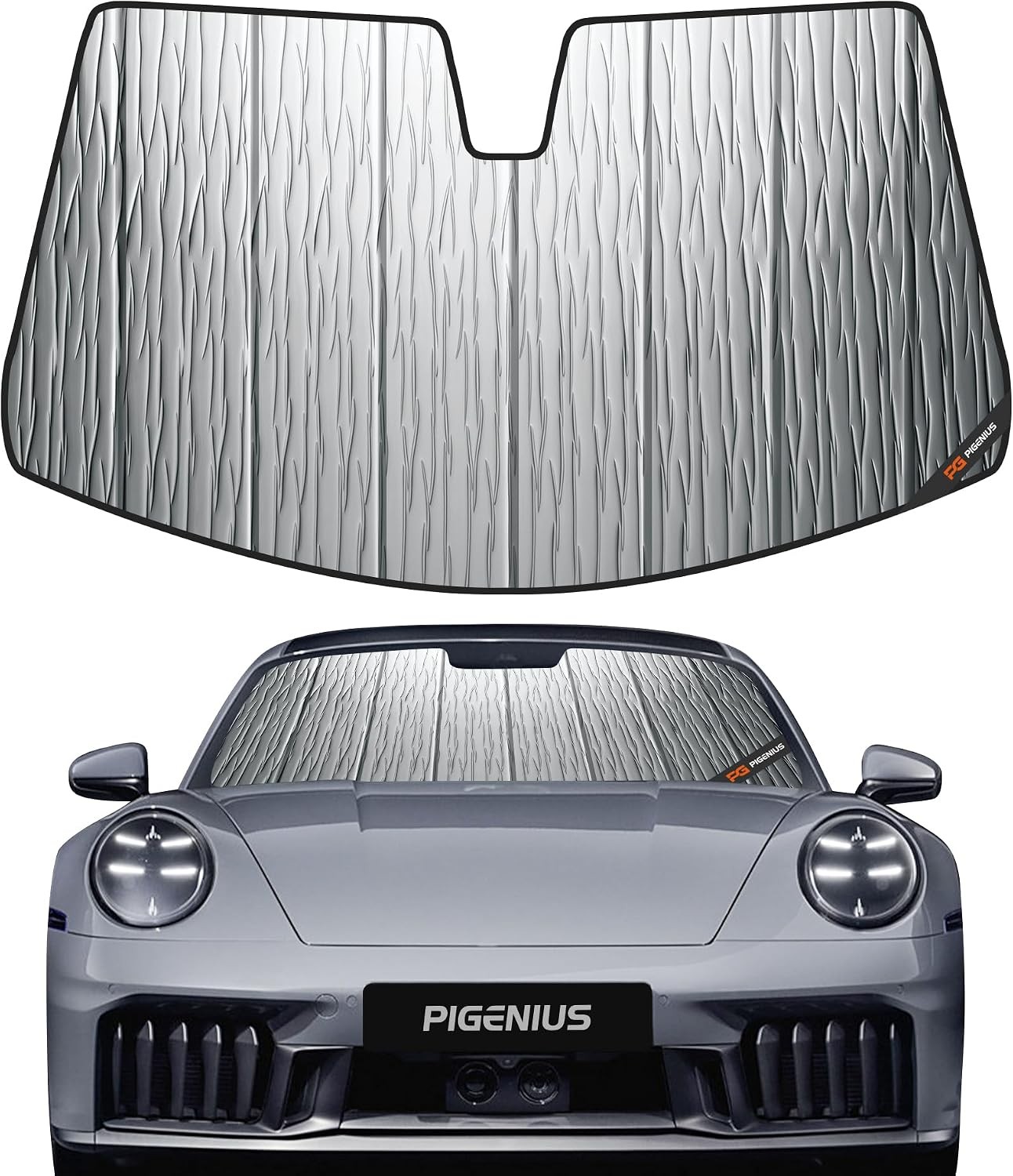 Windshield Sunshade for Porsche 911 (992 Gen) 2020-2026, Reversible (Silver/Blac