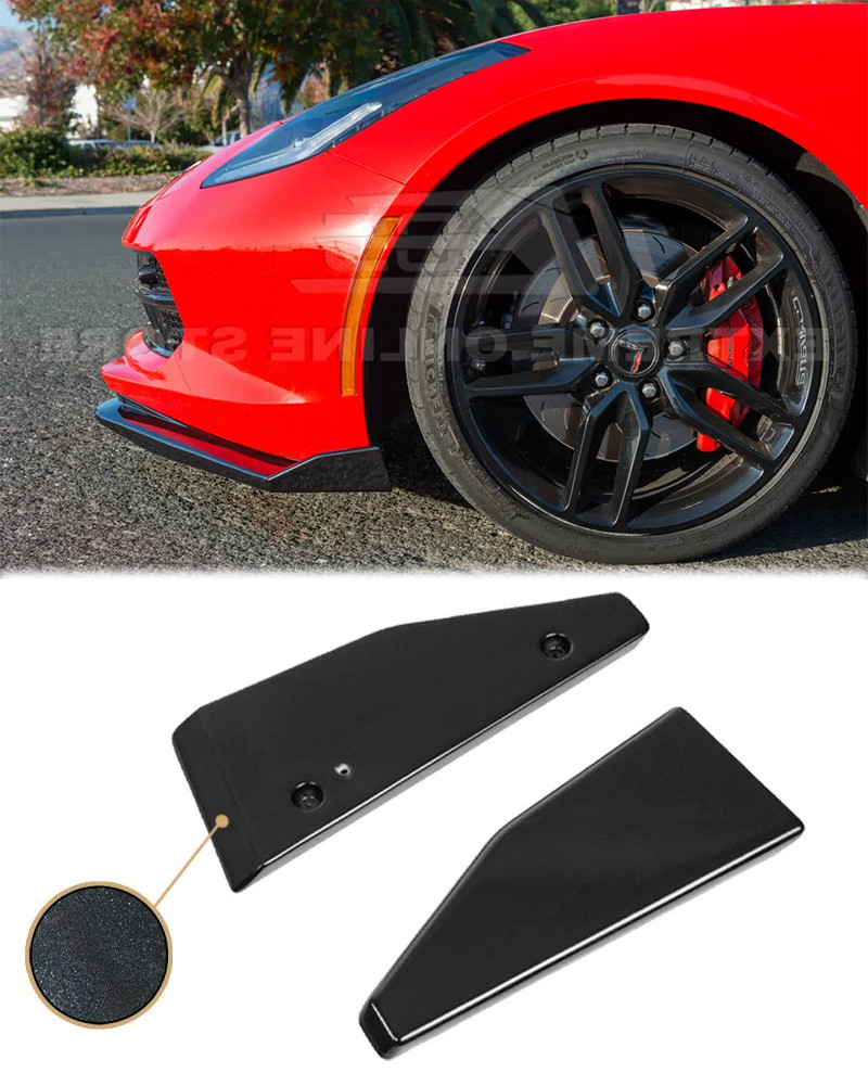 Pair Side End Caps Extension 14-19 corvette C7 Z06 Stage 2 Carbon Flash Painted