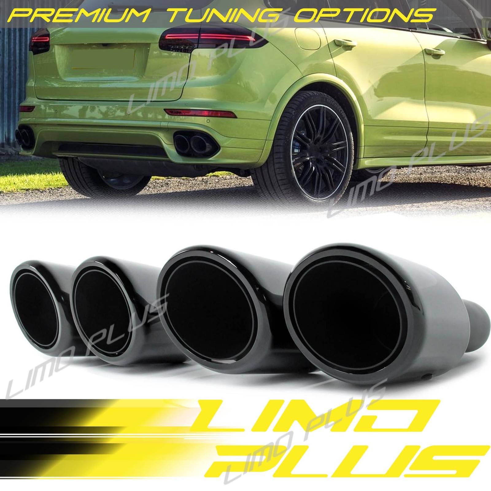 Black Quad Exhaust Tips Tail Pipes for Porsche Cayenne 958.1 2011-2014 Long Pipe Black Quad Exhaust Tips Tail Pipes for Porsche Cayenne 958.1 2011-2014 Long Pipe