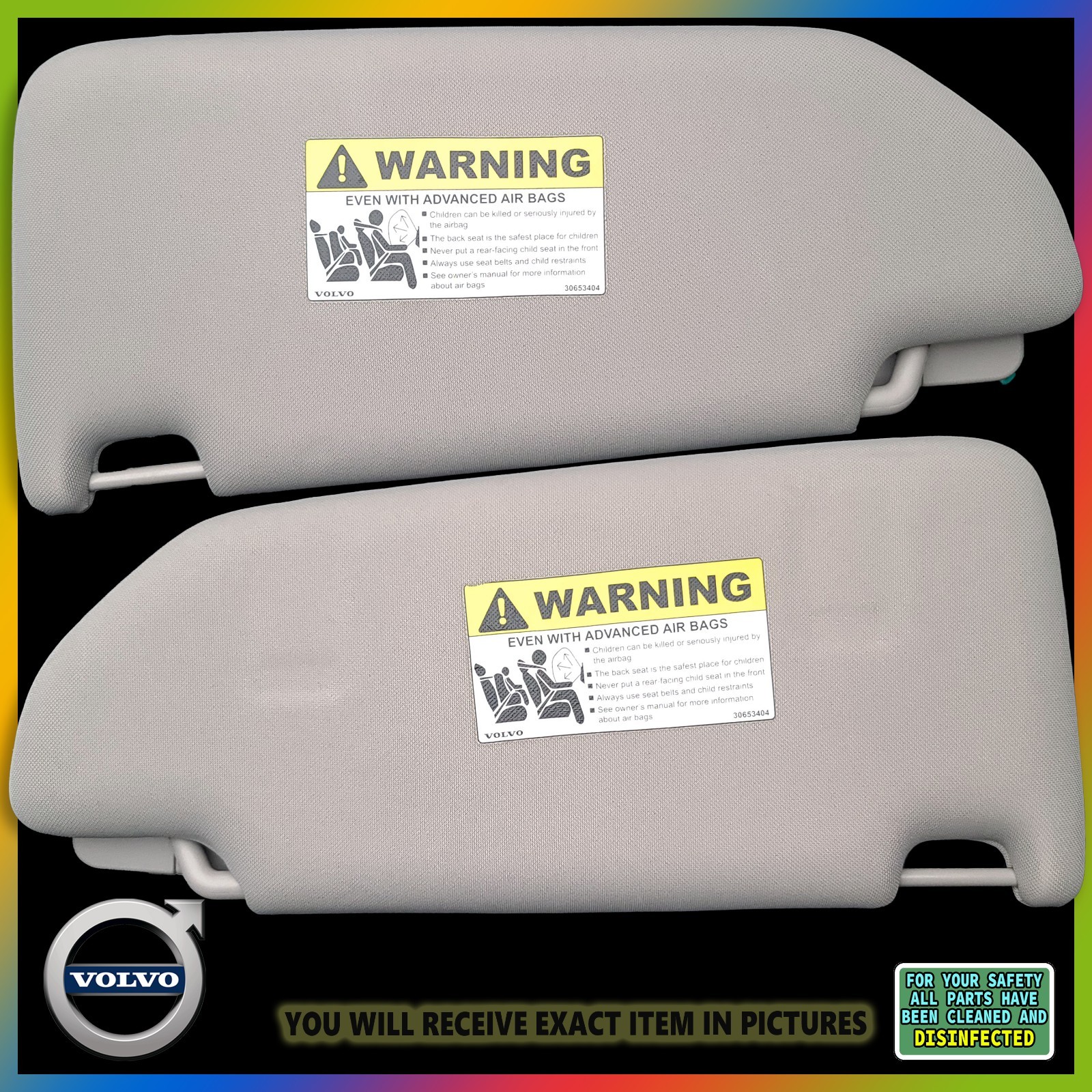 2007 - 2014 Volvo XC90 GRAY Sun Visor Pair Set Driver Passenger Left Right OEM 2007 - 2014 Volvo XC90 GRAY Sun Visor Pair Set Driver Passenger Left Right OEM