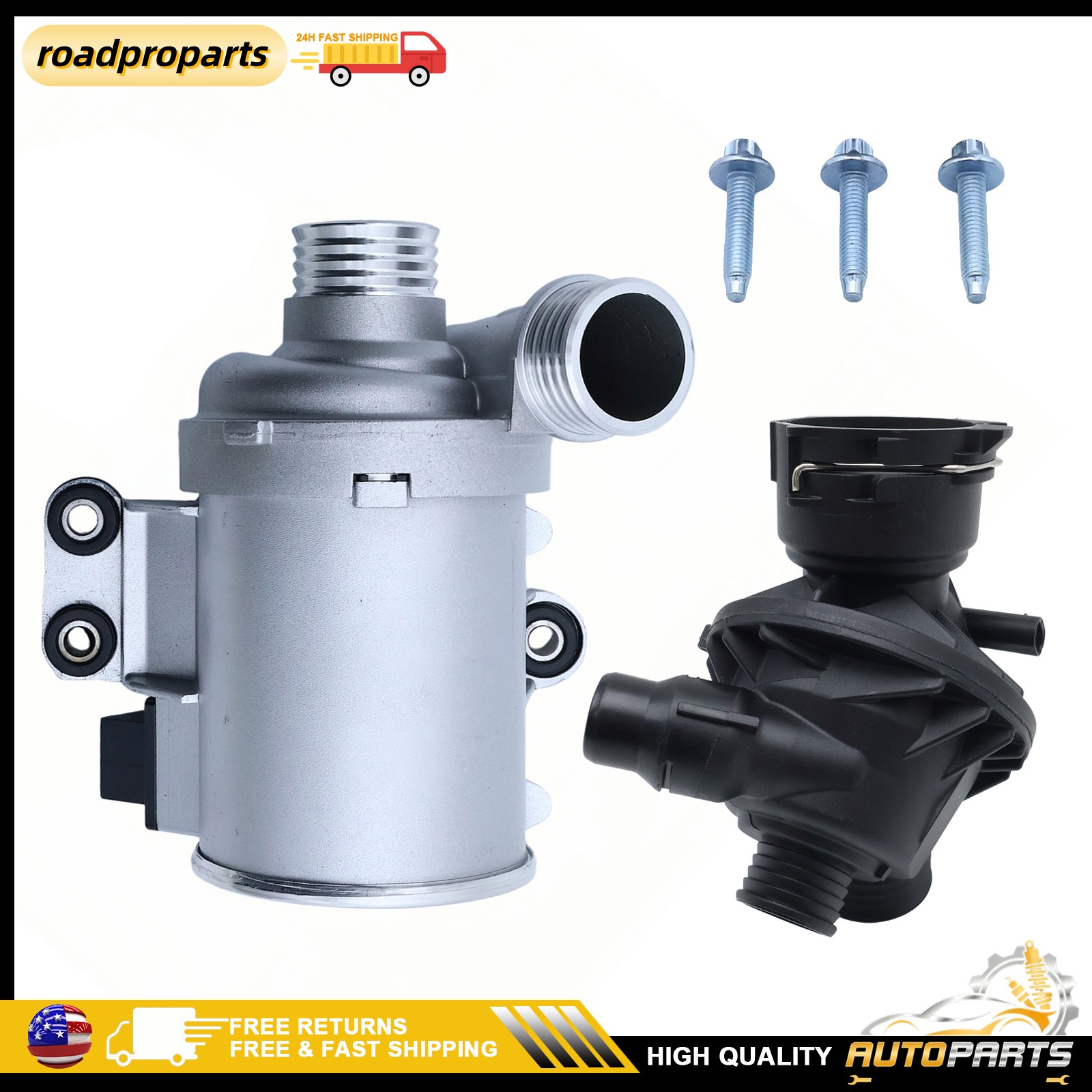 1x Electric Water Pump +1x Thermostat + 3x Bolts For BMW N55 335i 435i 535i Kit