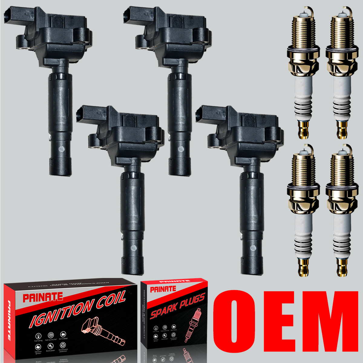 Brand 4X OEM Ignition Coil & Iridium Spark Plug For Mercedes-Benz C250 1.8 UF658