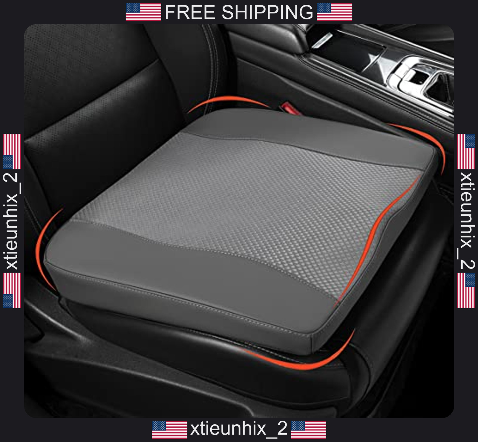 Memory Foam Car Seat Cushion with Height Boost and Non-Slip Base