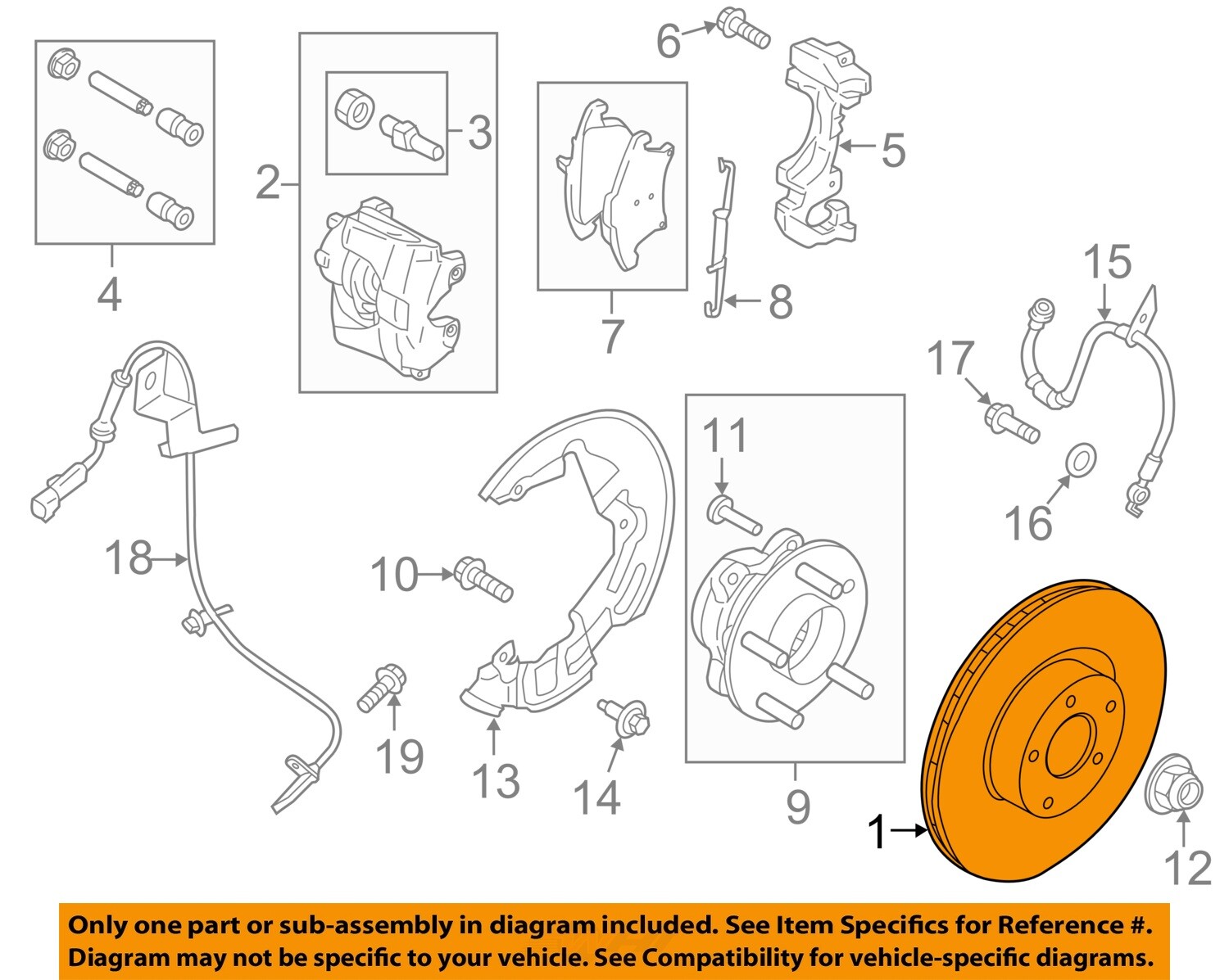 FORD OEM 13-20 Fusion Front Suspension Brake Components-Rotor KS7Z1125A