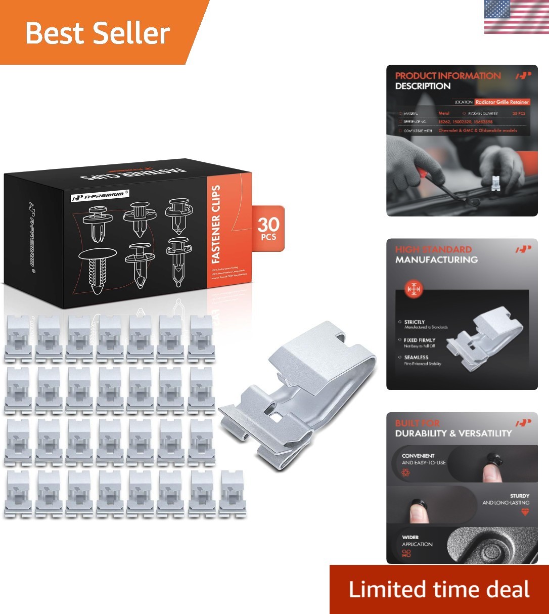 30PCS Metal Radiator Grille Retainer Clips Fastener 30PCS Metal Radiator Grille Retainer Clips Fastener