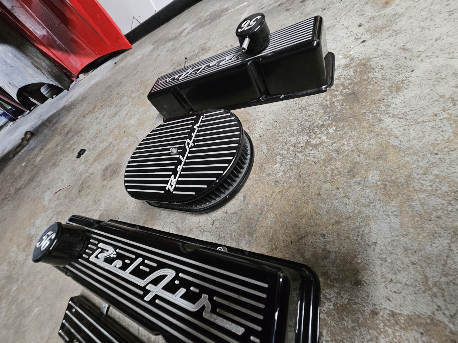 1955 1956 1957 BelAir Powder Coated Black Chevy Small Block Valve Cover Set 1955 1956 1957 BelAir Powder Coated Black Chevy Small Block Valve Cover Set