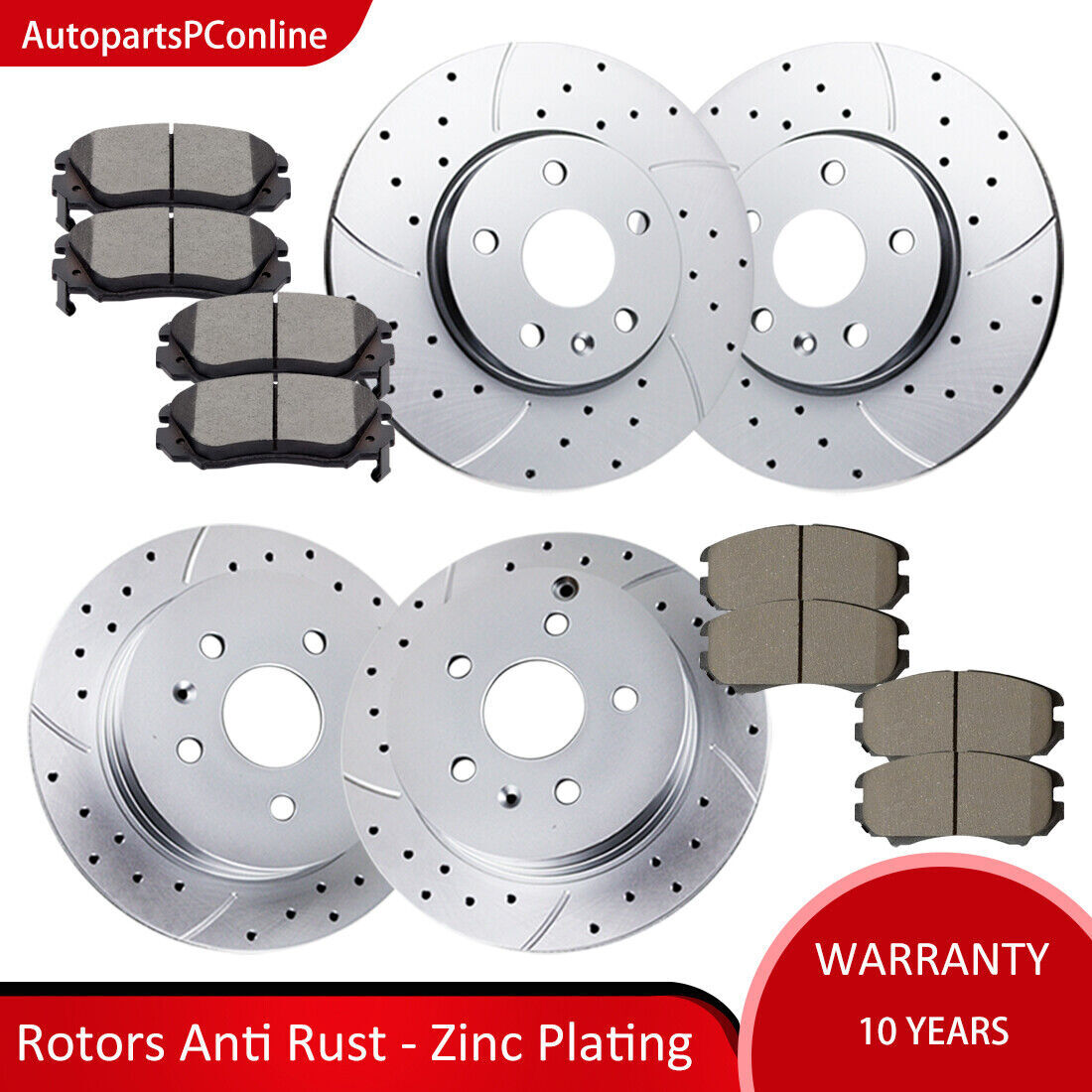 Front Rear Brake Rotors Disc and Pads Kits for 2010-17 Chevy Equinox GMC Terrain Front Rear Brake Rotors Disc and Pads Kits for 2010-17 Chevy Equinox GMC Terrain