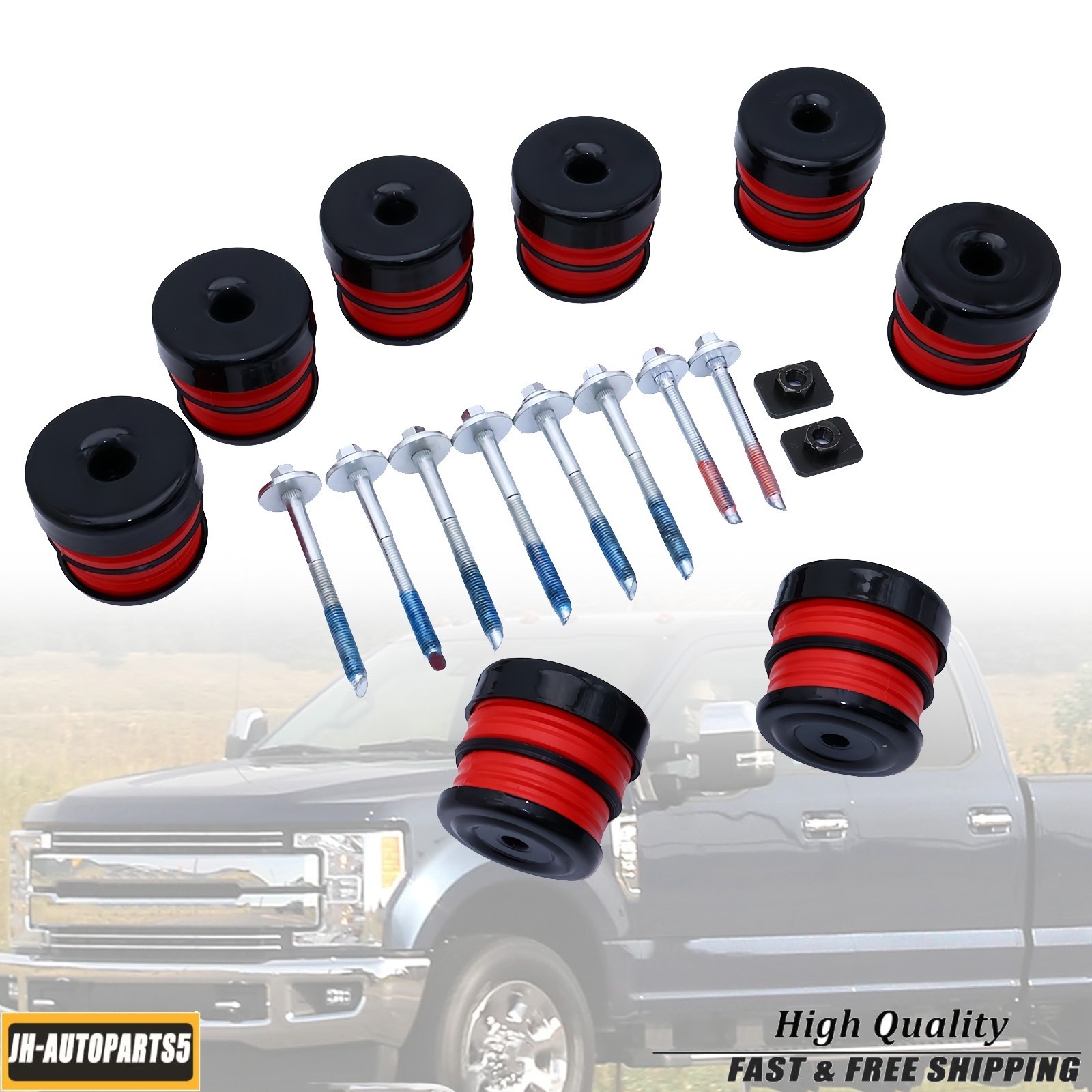 8X Silicone Body Mount Bushings and Cushion Bolts Kit For F-250 F-350 2008-16
