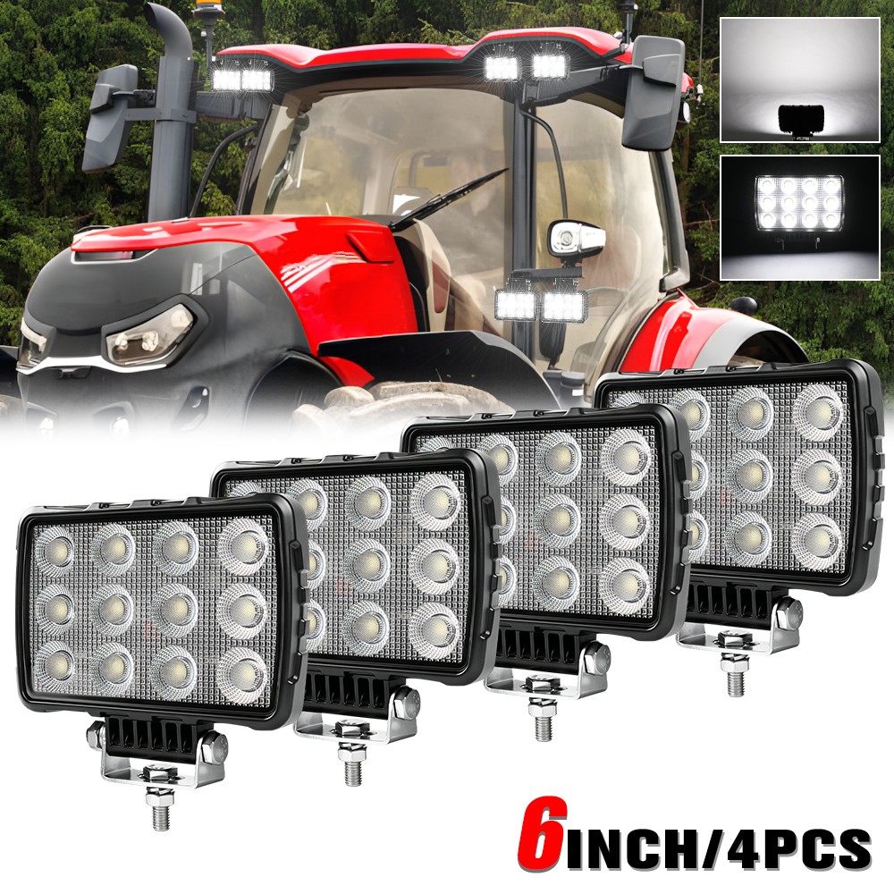 4x LED Work Lights Flood Beam Forklift Truck Tractor Heavy-Duty Auxiliary Lights