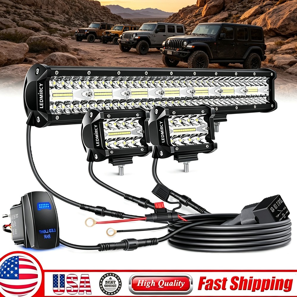 20Inch LED Light Bar and 4Inch LED Pod Lights Spot Flood Combo Beam For Jeep ATV 20Inch LED Light Bar and 4Inch LED Pod Lights Spot Flood Combo Beam For Jeep ATV