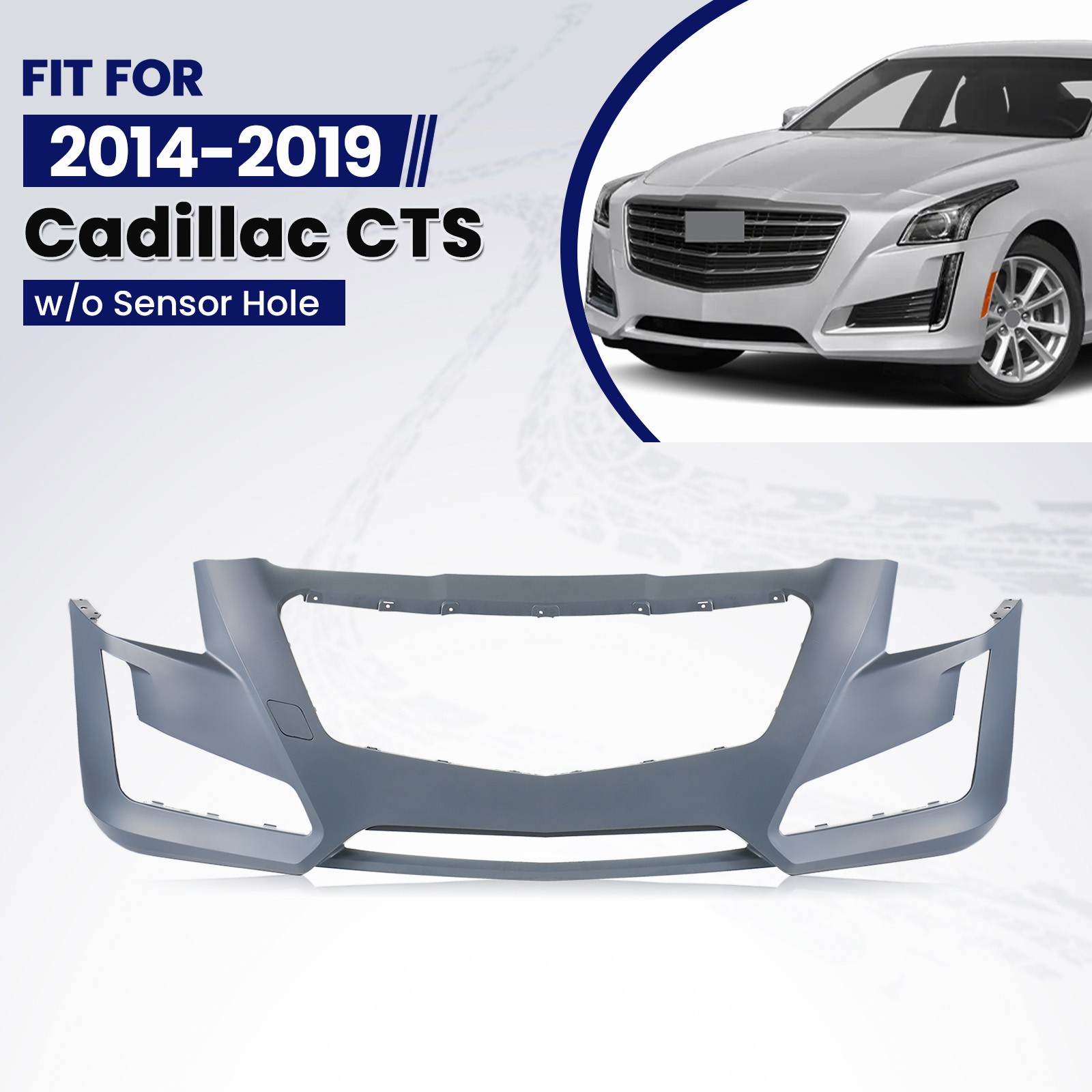 Primed Front Bumper Cover For 2014-2019 Cadillac CTS w/o Park Assist 84033411 Primed Front Bumper Cover For 2014-2019 Cadillac CTS w/o Park Assist 84033411