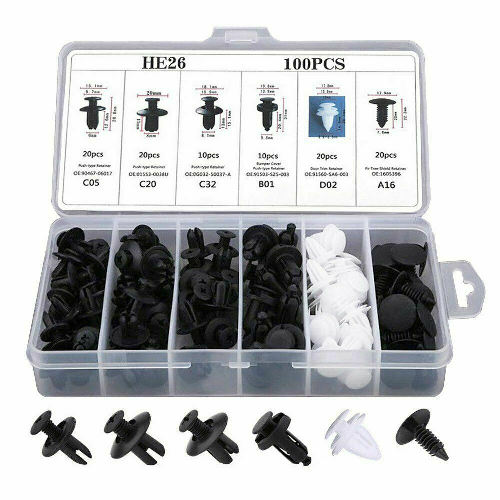 100PCS Retainer Clips Body Bumper Rivet Retainer Trim Molding Push Pin Clips Kit 100PCS Retainer Clips Body Bumper Rivet Retainer Trim Molding Push Pin Clips Kit