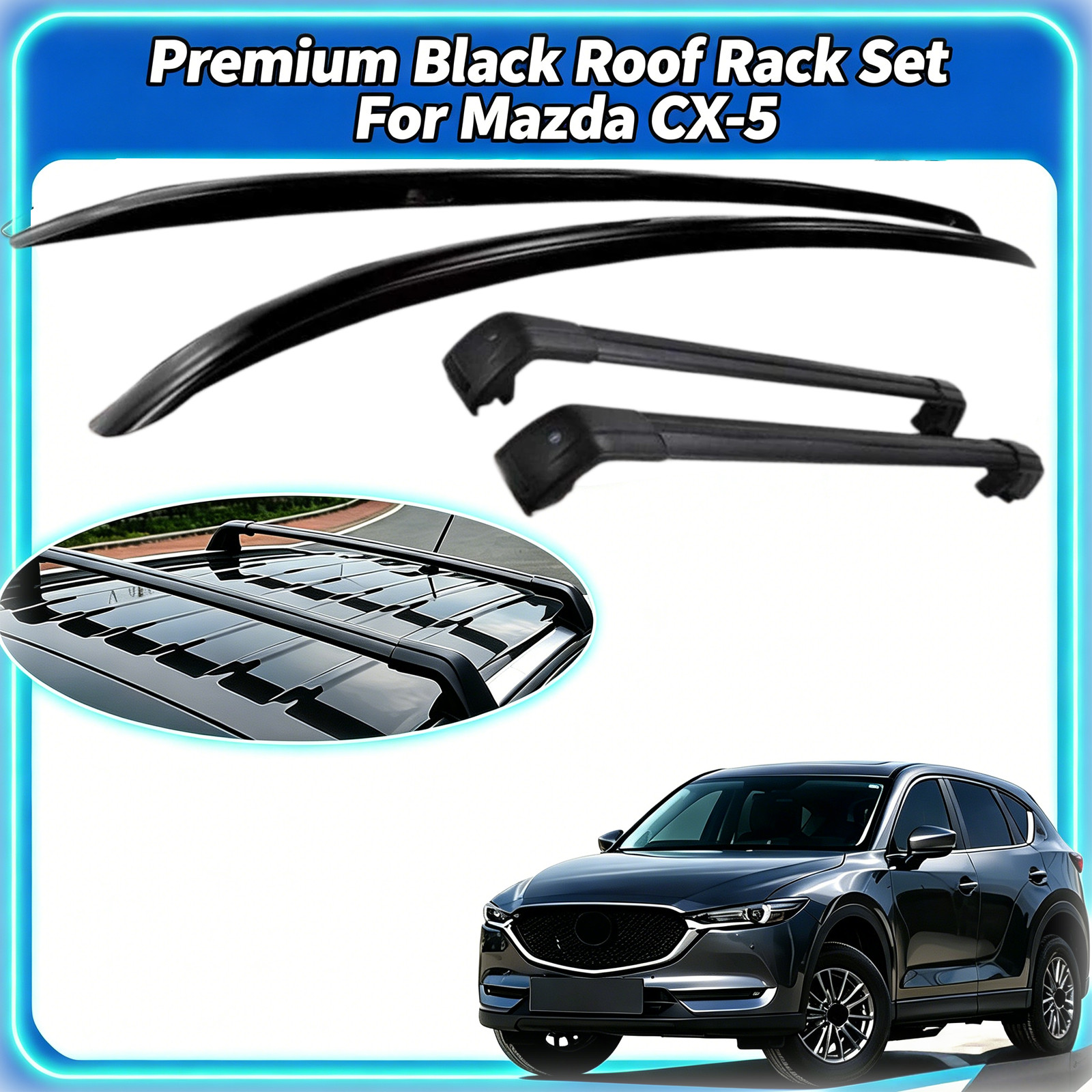 4Pcs Fits for Mazda CX-5 CX5 2012-2016 Side Rail Roof Racks Cross Bars Crossbars