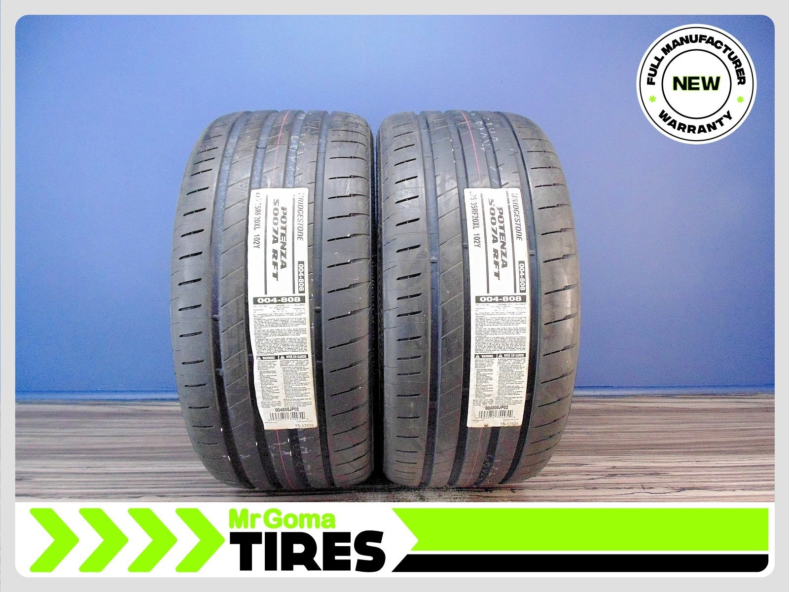 2 New 275/35RF20 Bridgestone Potenza S007A RFT XL Tires 102Y 2753520 275/35/20 2 New 275/35RF20 Bridgestone Potenza S007A RFT XL Tires 102Y 2753520 275/35/20
