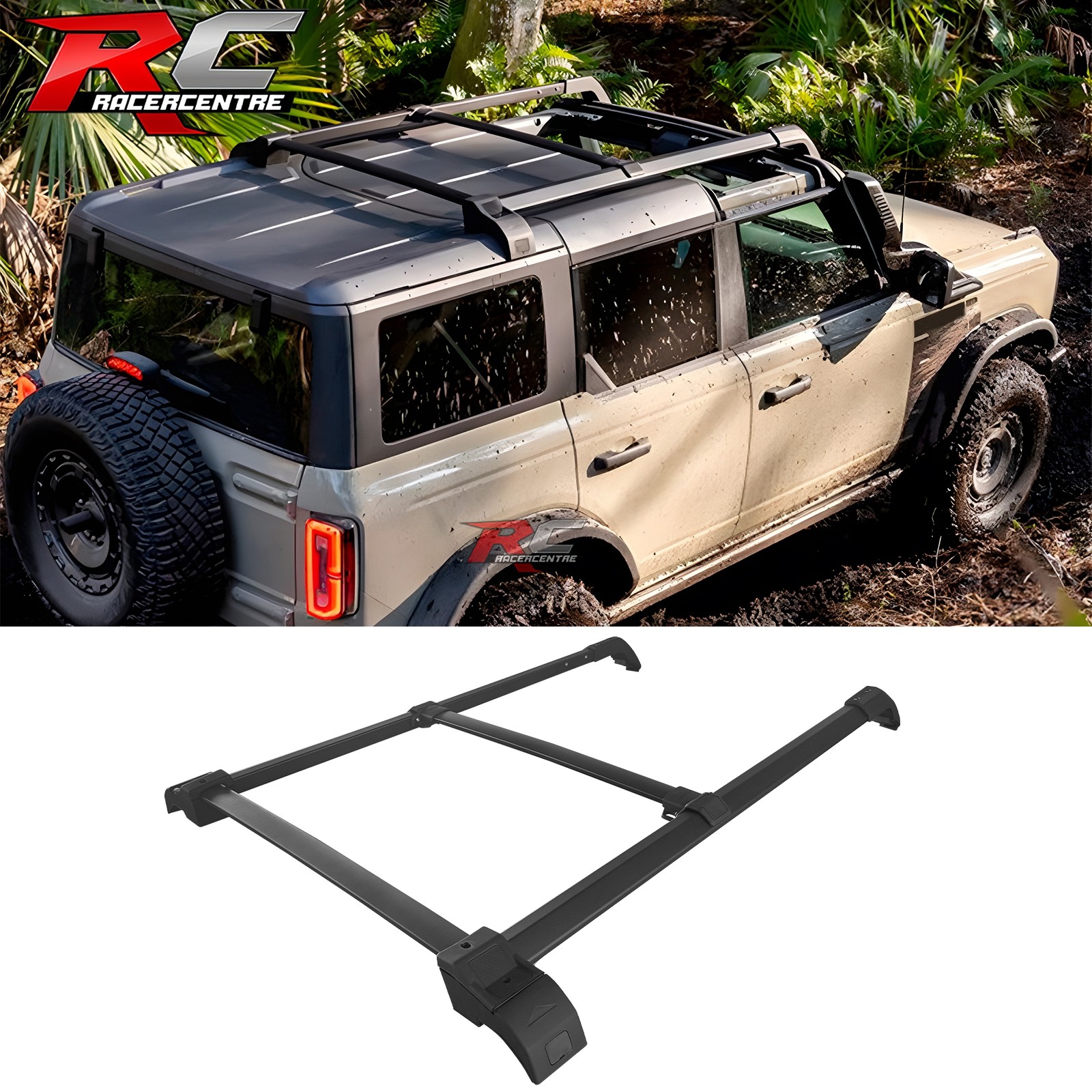 Fits 21-26 Ford Bronco Roof Rack Rail Luggage Carrier W/ Cross Bars Kit Aluminum