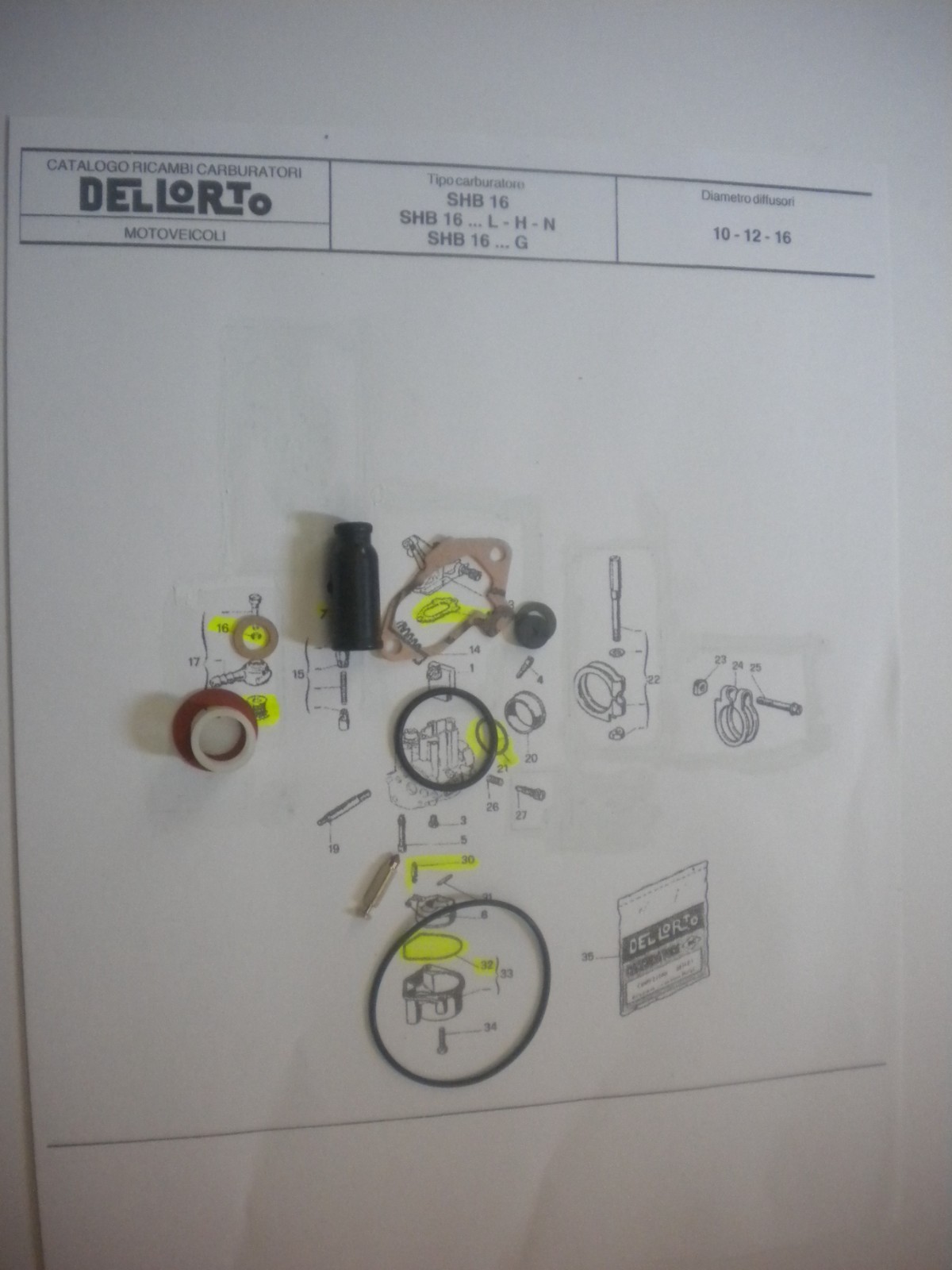 Del Lorto SHB Carburetor KIt for Small Frame Vespa Scooter-NEW Del Lorto SHB Carburetor KIt for Small Frame Vespa Scooter-NEW