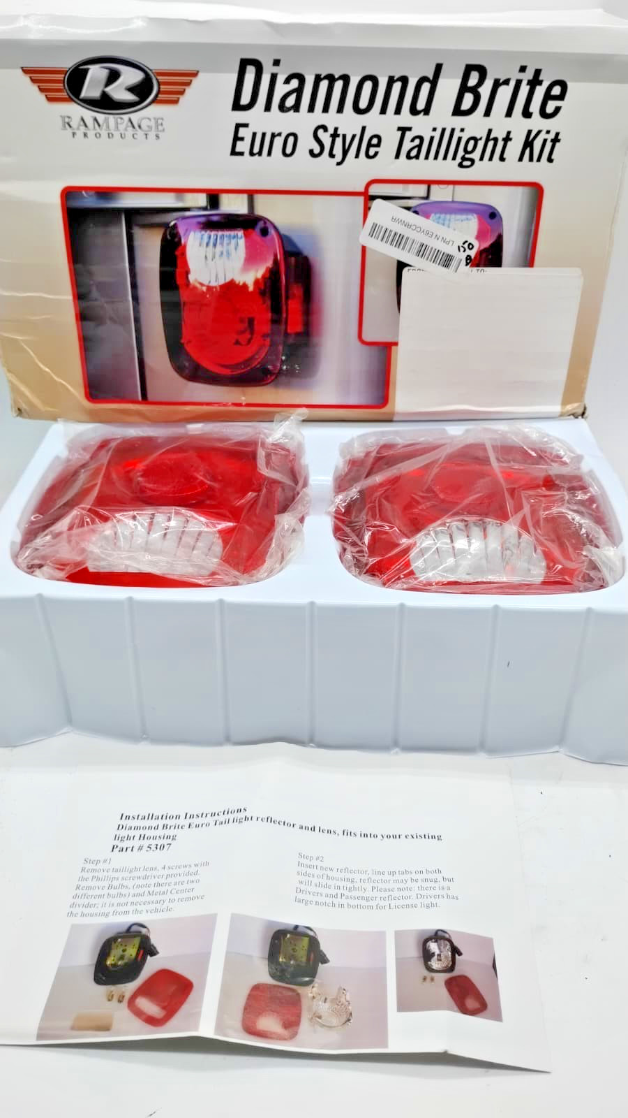 Rampage 5307 Diamond Brite Euro Tail Light Lens Kit Jeep CJ Wrangler 76-06