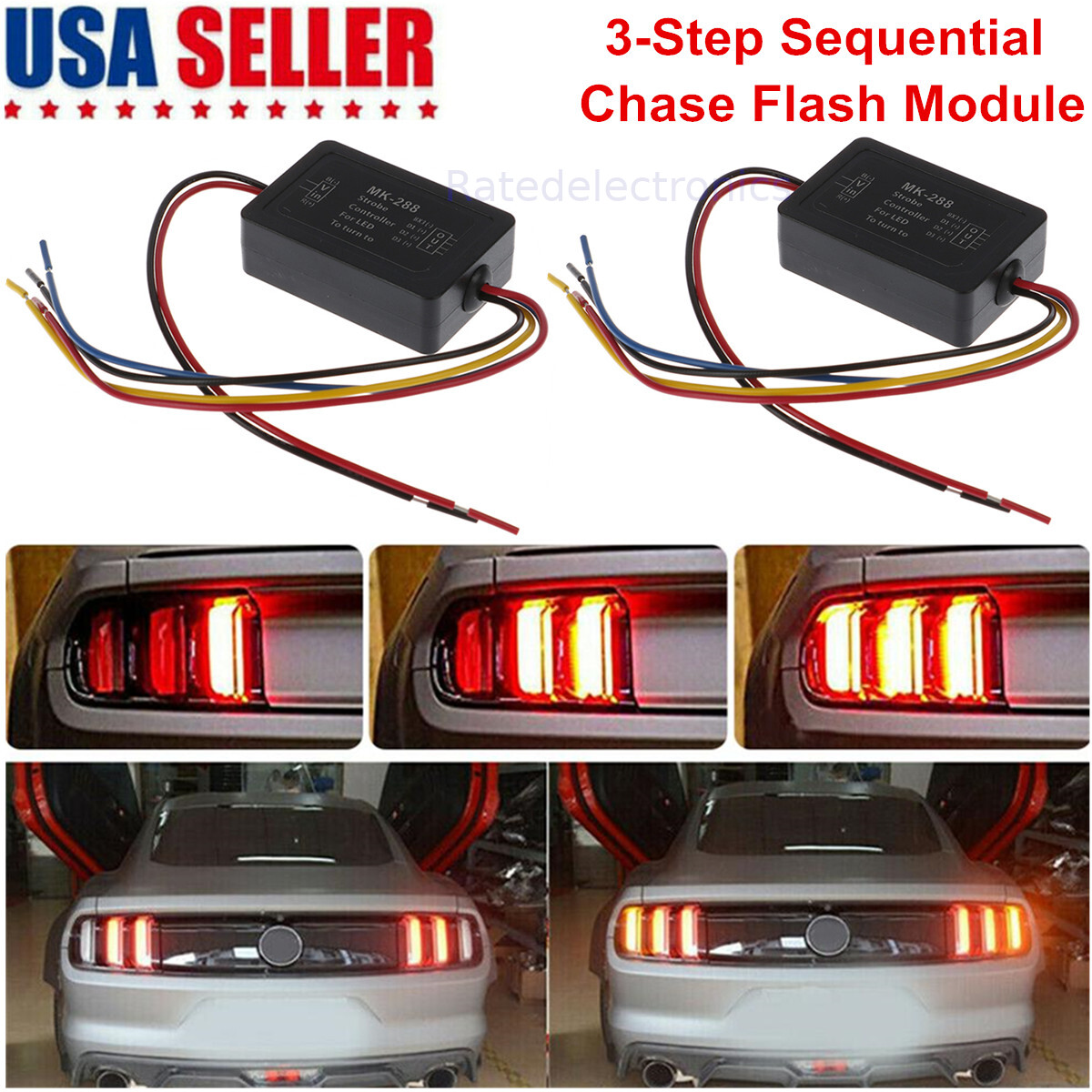 New 2X 3-Step Sequential Flow Semi Dynamic Chase Flash Tail Light Module Boxes