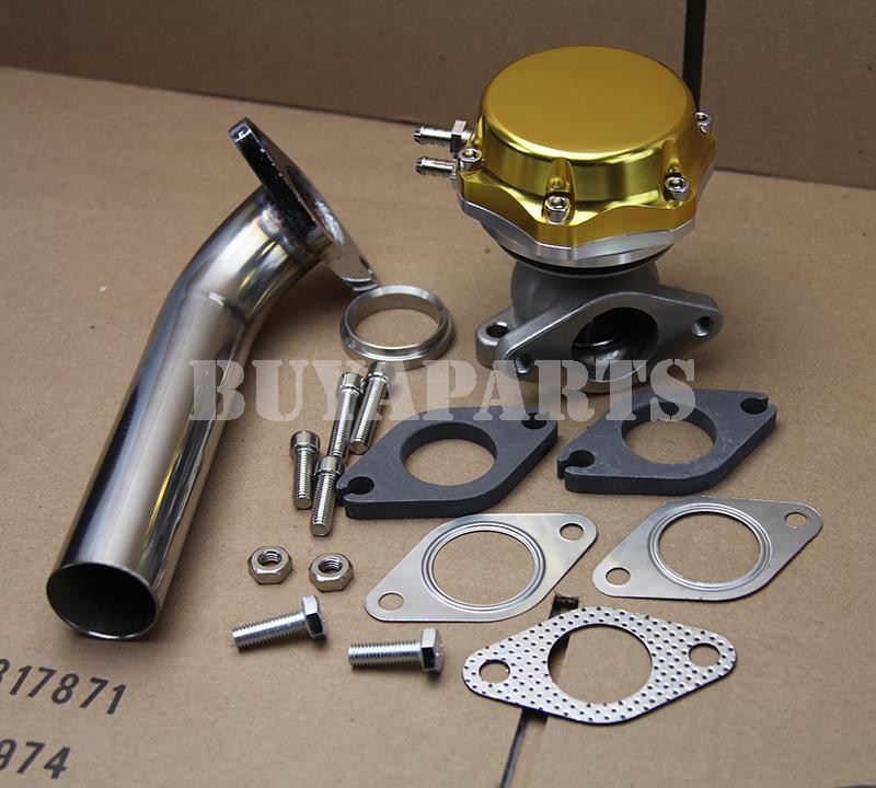Universal Gold 35mm/38mm Turbo Manifold 14 PSI External Wastegate + Dump Pipe
