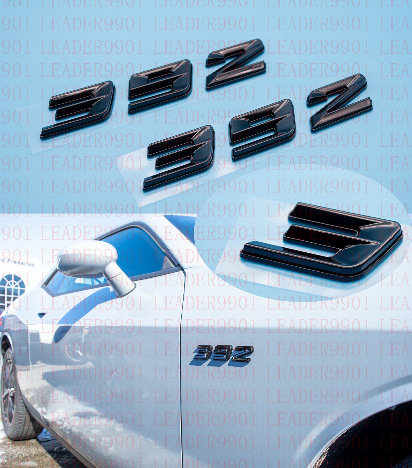 2x Gloss black 392 Emblems 392 Side Fender Badge 3D for 392 Emblem 
