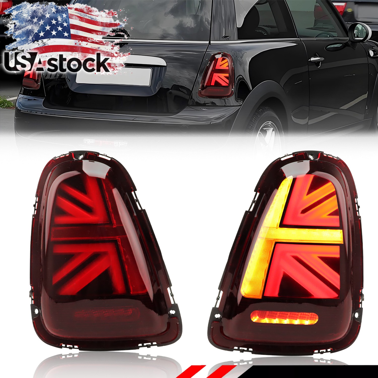 Red Union Jack LED Tail Lights For 2007-2013 BMW Mini Cooper R56 R57 R58 R59