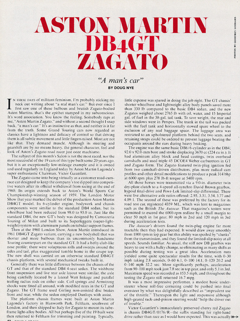 Aston Martin DB4 GT Zagato - Original Car Print Article J249 Aston Martin DB4 GT Zagato - Original Car Print Article J249