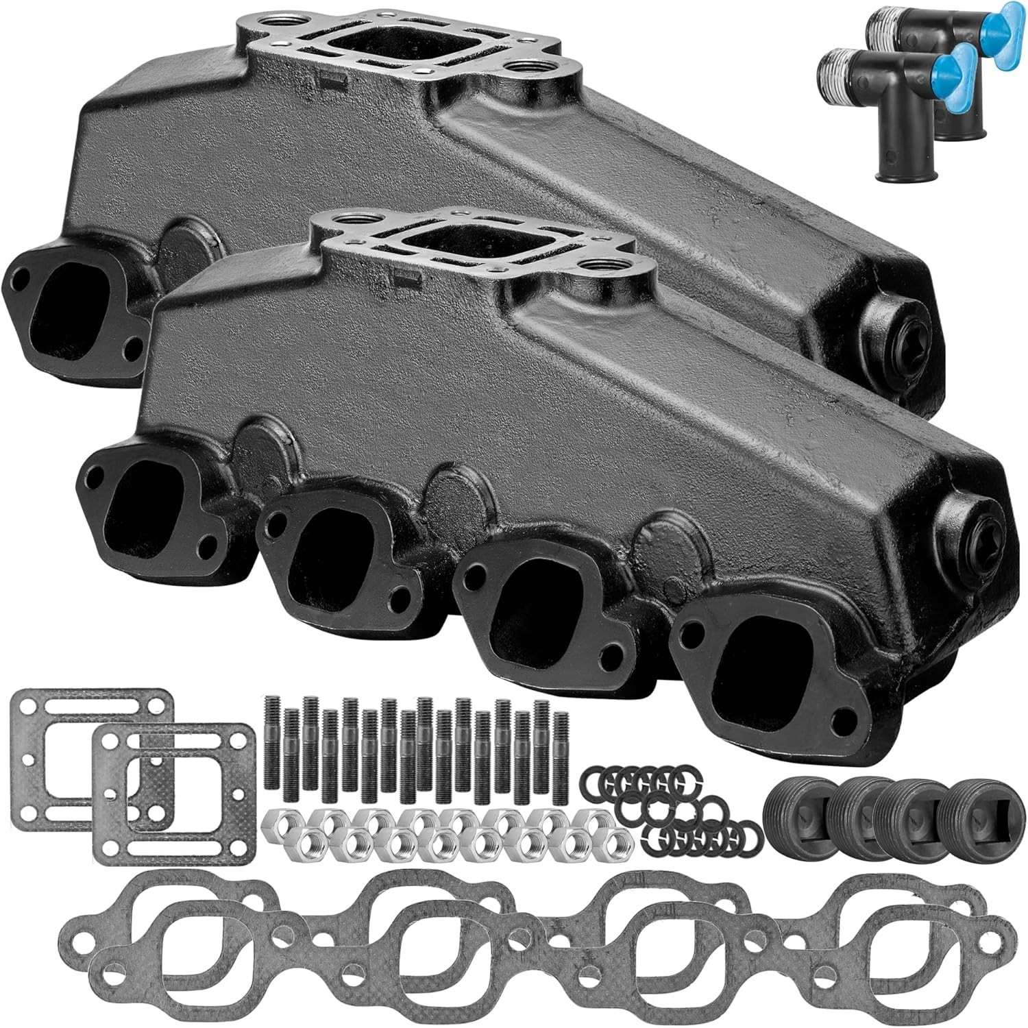 Pair of Center Rise Exhaust Manifold MerCruiser V8 7.4L 454 8.2L 502 807078T10