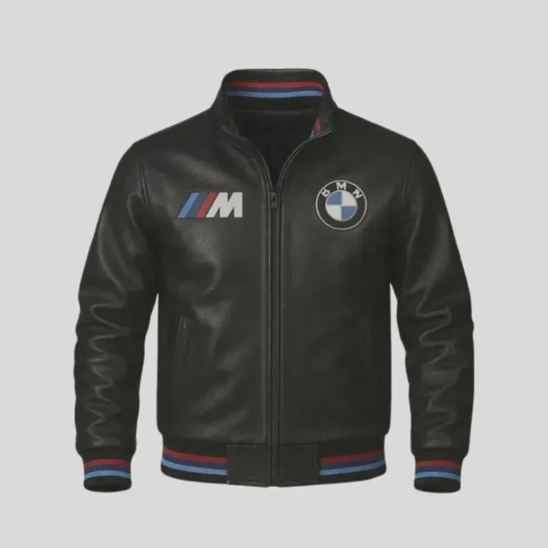 BMW M Power Racing Leather Jacket Men Genuine Cowhide Biker Jacket Motorsport