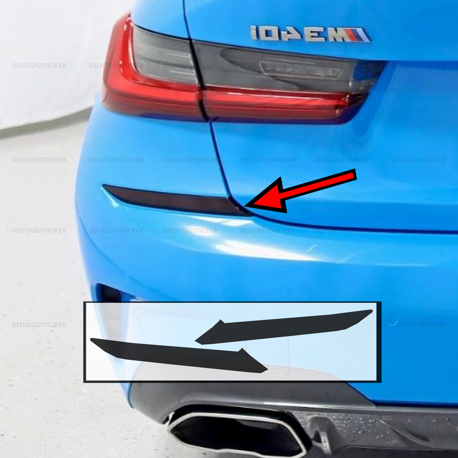 Fits 2020-2022 BMW M340i M-SPORT SMOKE Rear Reflectors PreCut Tint Overlay Vinyl