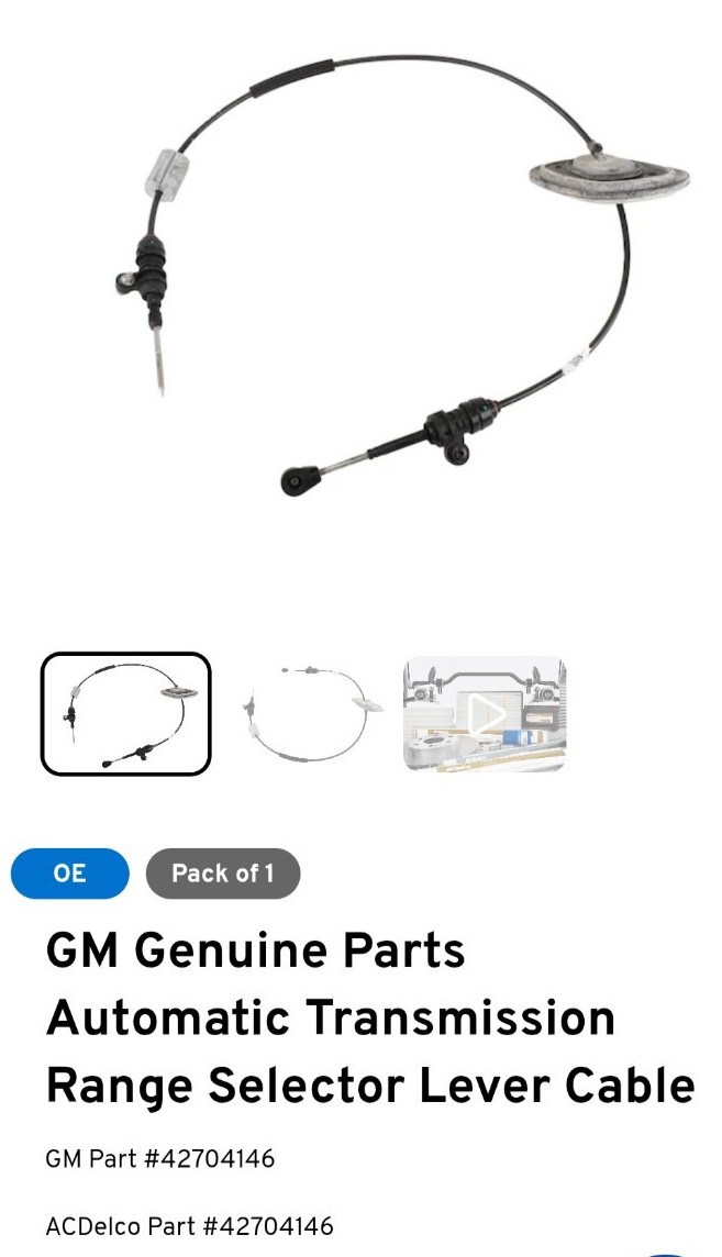 GM #42704146 - Automatic Transmission Range Selector Cable Authentic GM OEM Part