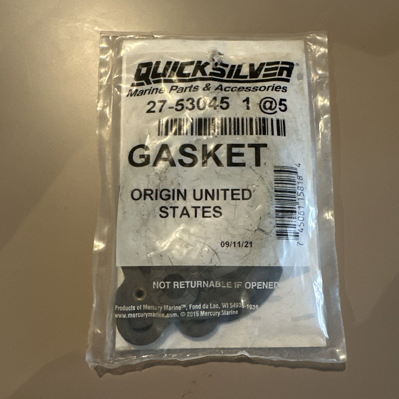 Quicksilver OEM Part # 27-53045 1 @5 Thermostat Housing Gaskets New 5 Pack Quicksilver OEM Part # 27-53045 1 @5 Thermostat Housing Gaskets New 5 Pack