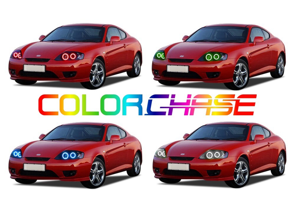 Color Chasing LED Headlight Flow Halo kit for Hyundai Tiburon 05-06