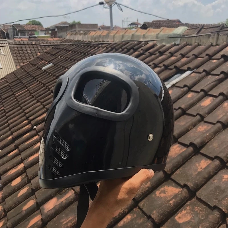 Custom Retro Motorcycle Helmet Alien Plain Full Black New Full Face Helmet