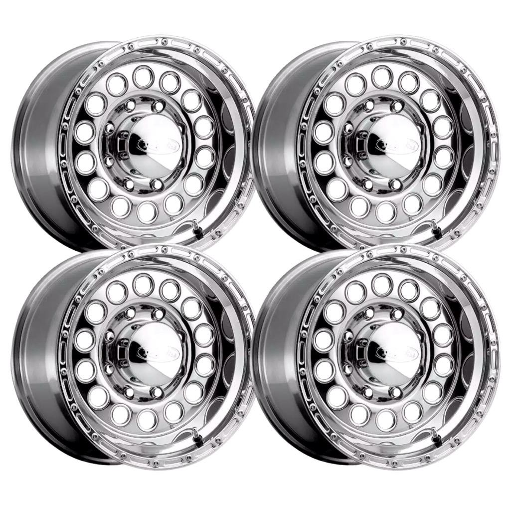 (Set-4) Raceline Rockcrusher Polished 17x9 8x6.5/8x165.1 0mm Wheels Rims 17 Inch