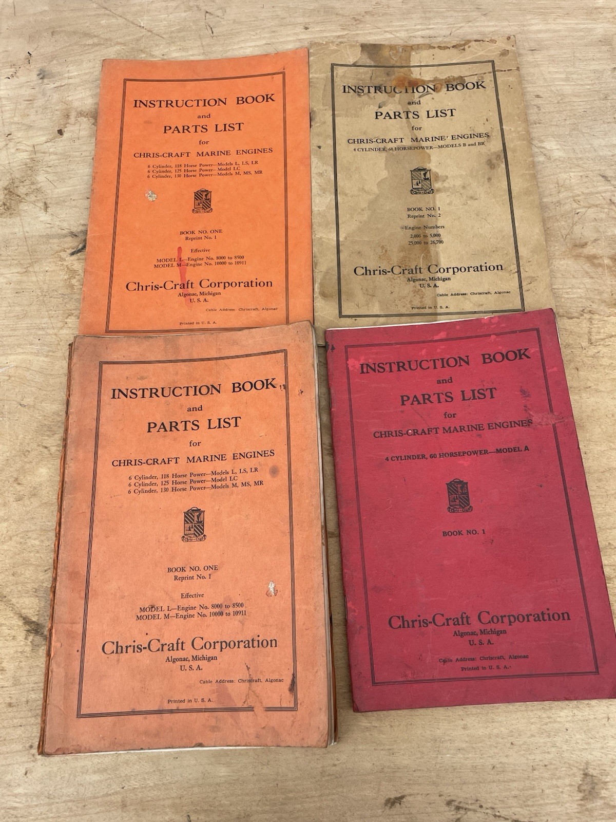 Vintage Chris Craft Instruction Book & Parts List Nice Lot Rare Pieces