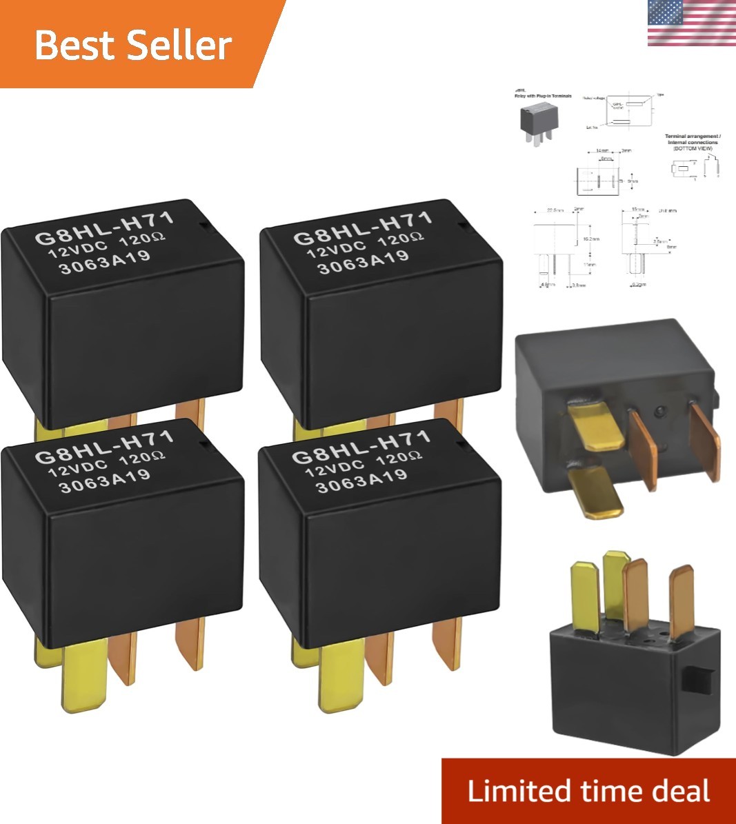 Reliable 12VDC Automotive Relay G8HL-H71 - Easy Plug-In Installation, Pack of 4 Reliable 12VDC Automotive Relay G8HL-H71 - Easy Plug-In Installation, Pack of 4
