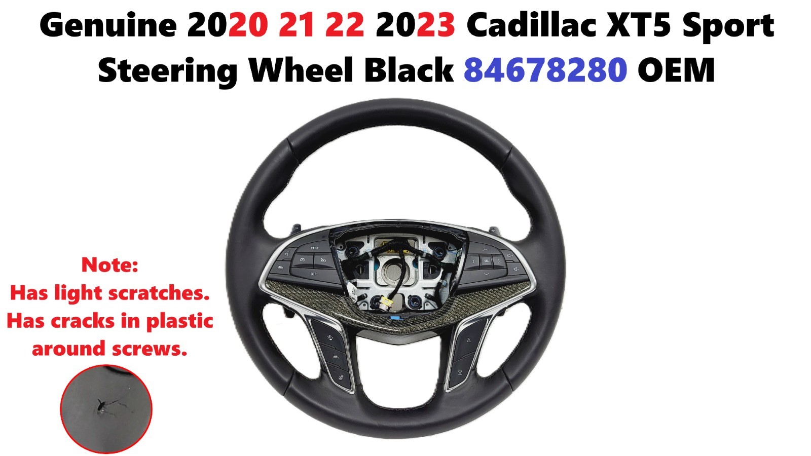 Genuine 2020 21 22 2023 Cadillac XT5 Sport Steering Wheel Black 84678280