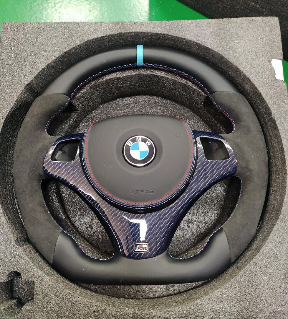 BMW  E90 E92 E93 M3 E82 M Performance Steering Wheel Alcantara Blue Stripe