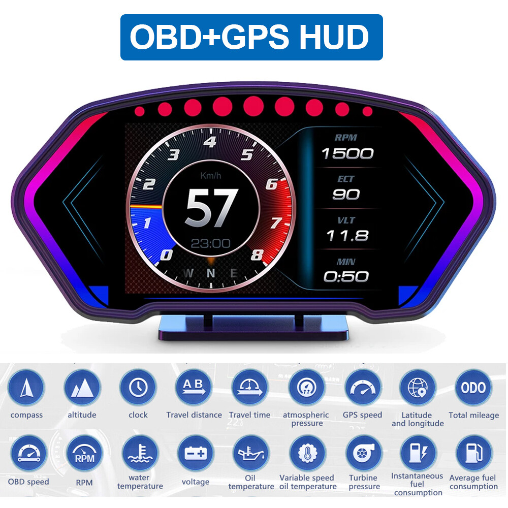 ANCEL P3 Head Up Display Auto GPS Speedometer Multi-function OBD LCD Instrument