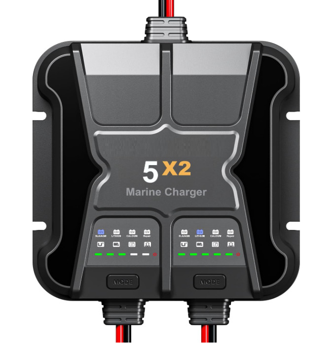 Cargador Baterías Marino 12V 2 Bancos 10A Impermeable con Protección 24/7
