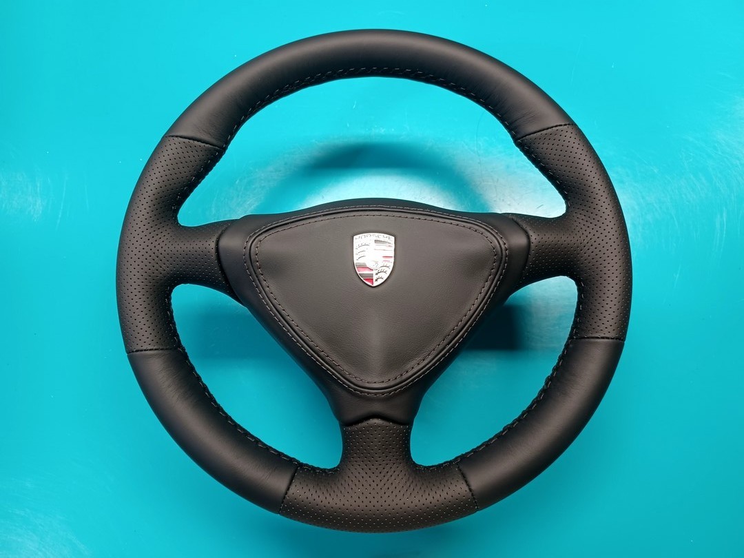 Porsche 993/996/Boxster Custom Padded 3 Spoke Steering Wheel & AB - NEW Leather