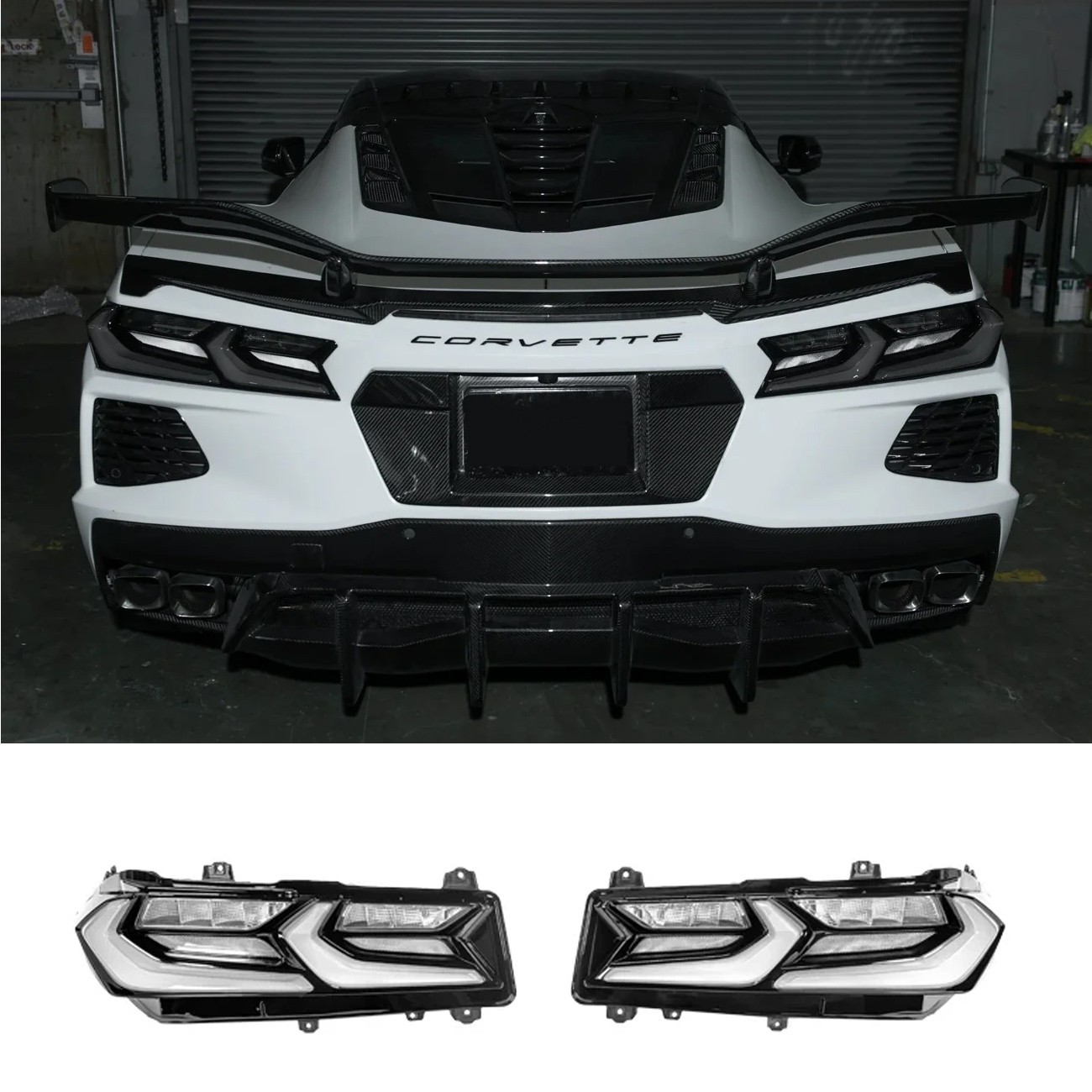 Clear Euro Style Sequential Signal LED Rear Taillights For 2020+ Corvette C8