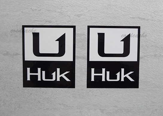 2x Huk Black/White Stickers Decals Sponsor Fishing Bass Boat Angler Pick Size