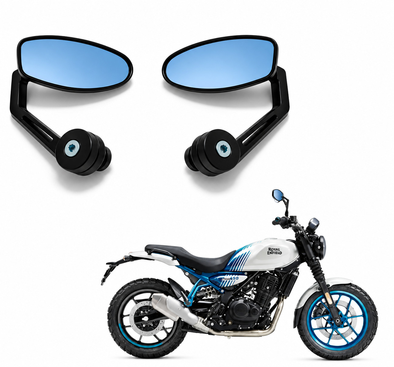 Fit for Royal Enfield Motorcycle Handlebar Rearview (Side) Mirror Capable