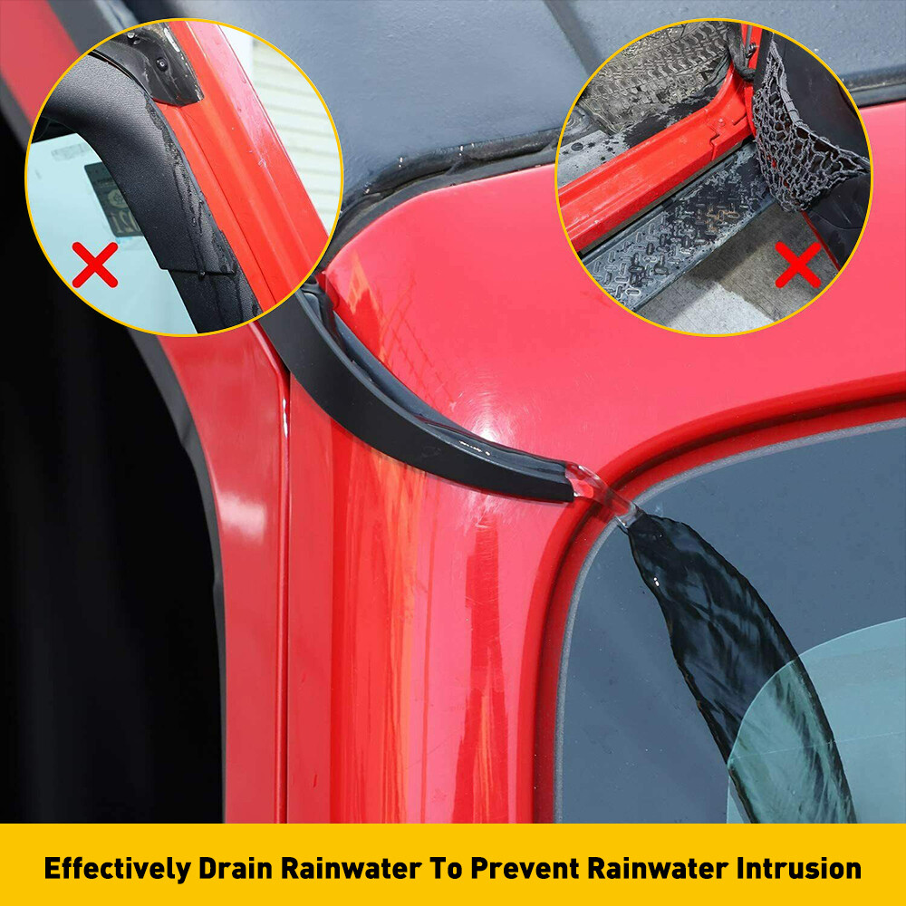 Fits 2007-2017 Jeep Wrangler JK Water Rain Diverter Gutter Extension Accessories