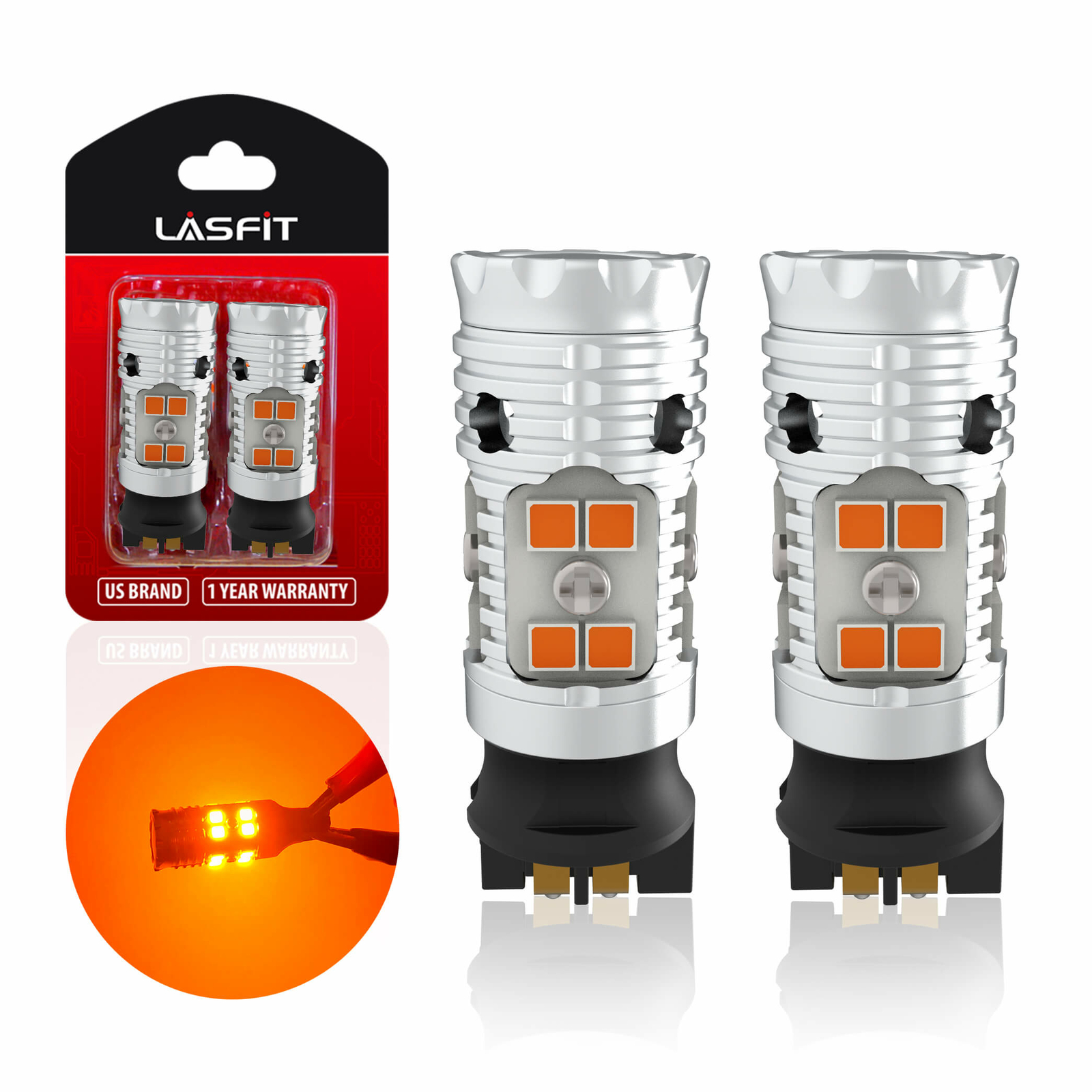 LASFIT PWY24W PW24W 12181 LED Turn Signal Blinker Amber Canbus for Audi BMW Benz