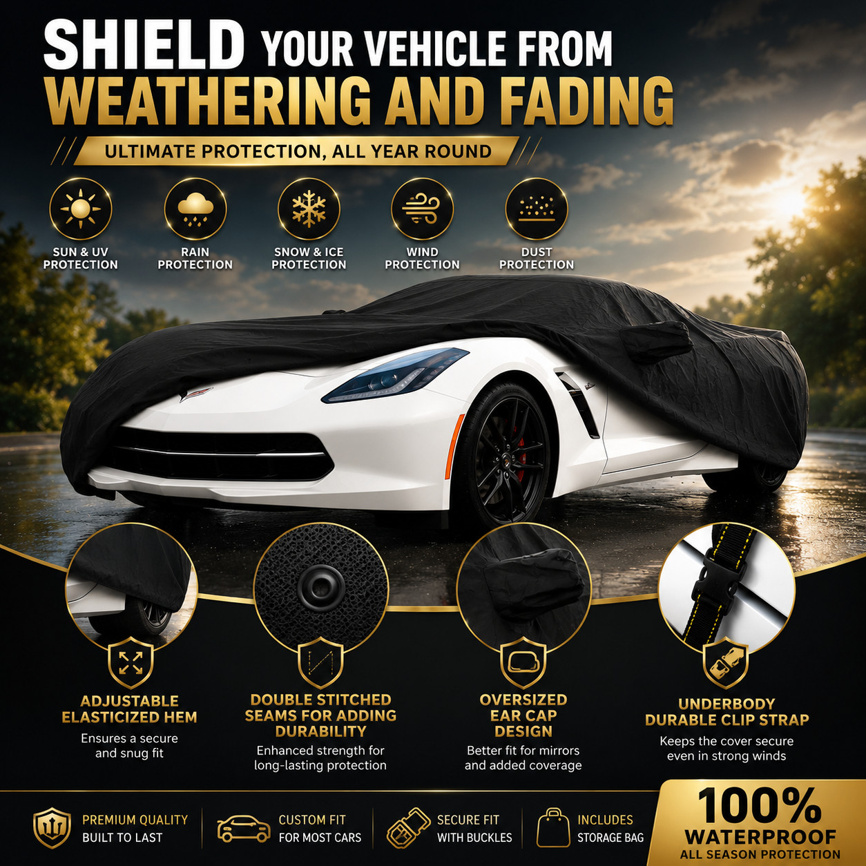 Custom Fit Waterproof Car Cover for 2004-2013 Mazda RX-8 Outdoor UV Protection