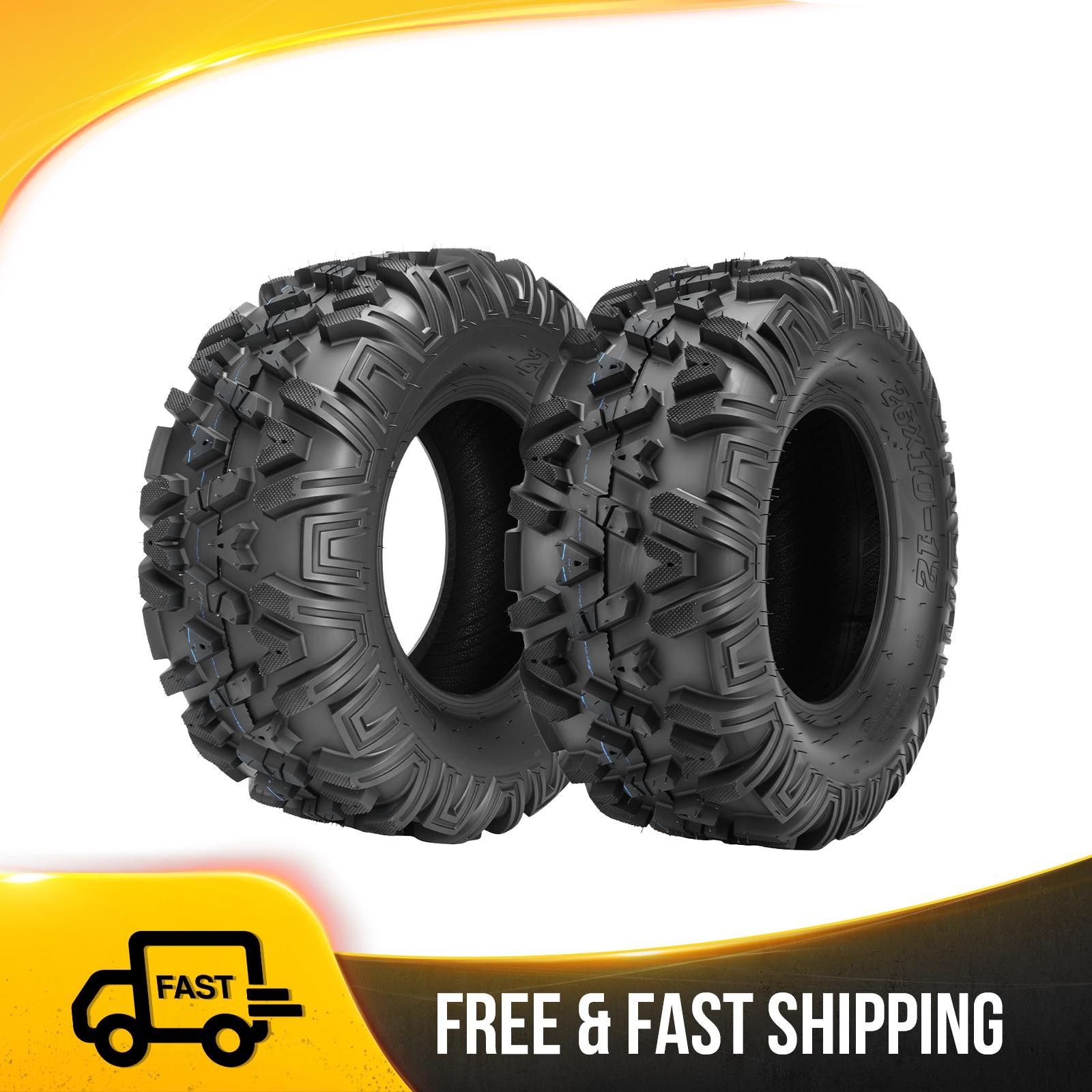 Set of 2 26x10-12 ATV Tires 6Ply For All Terrain 26x10x12 26 10 12