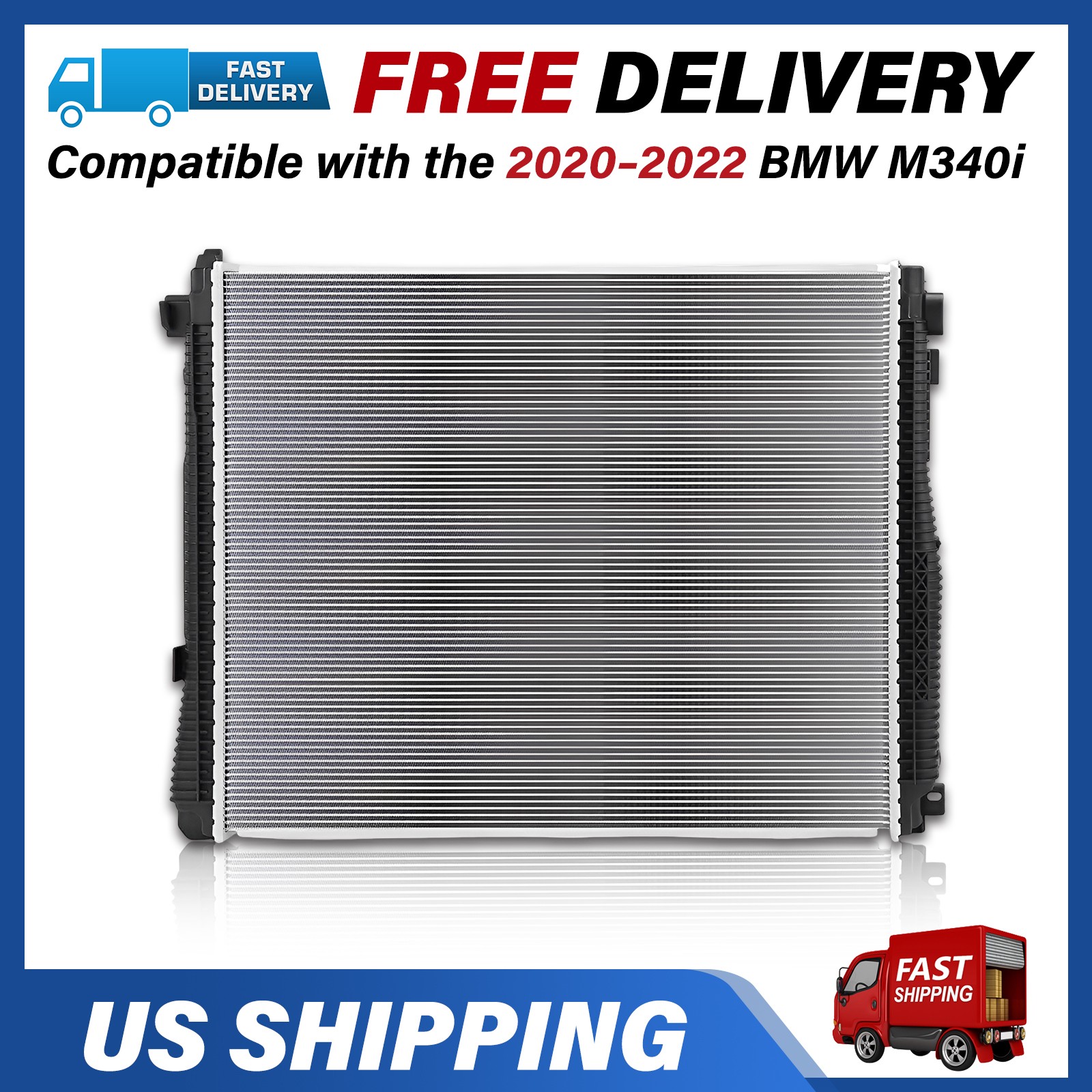 Aluminum Core Radiator Cooler For 2020-2022 BMW M340i / 2021-2023 BMW M440i 3.0L