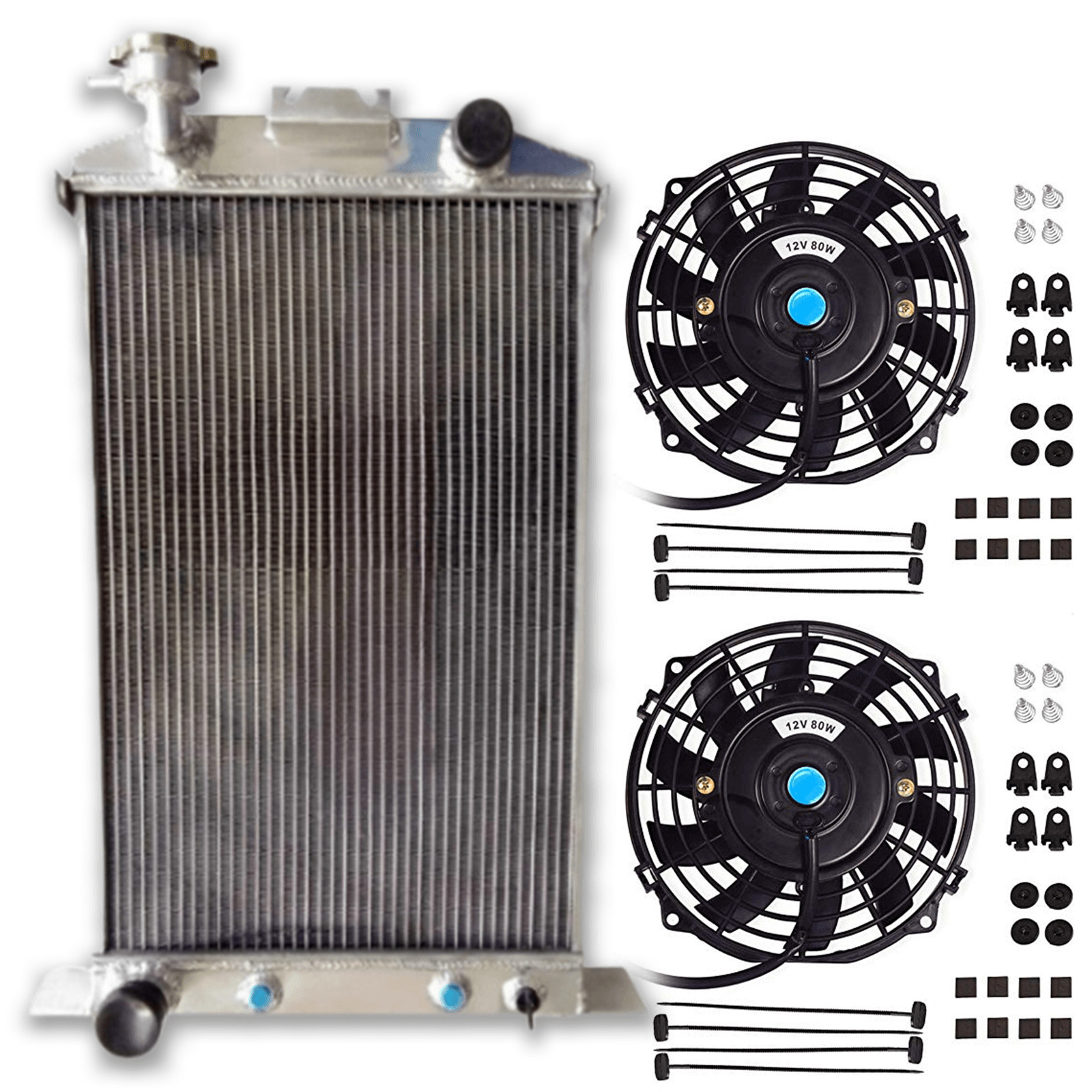 Aluminum Radiator & Fans For 1937-1939 1938 Ford Cars W/302 5L SB V8 Motor AT/MT Aluminum Radiator & Fans For 1937-1939 1938 Ford Cars W/302 5L SB V8 Motor AT/MT